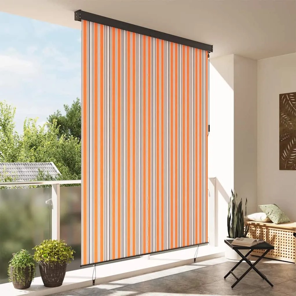 Cortina Rolô Exterior Riscas Manual Amarelo e azul 220 x 250 cm tecido