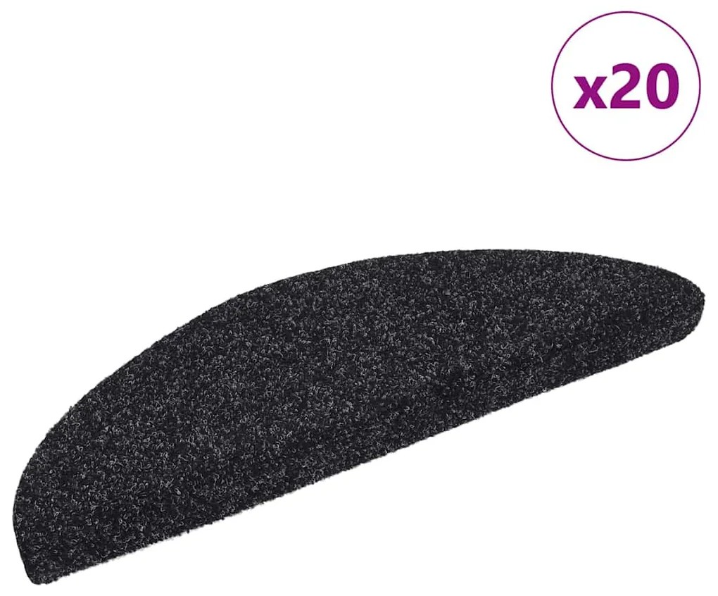 Tapetes de escada adesivos 20 pcs 56x17x3 cm preto