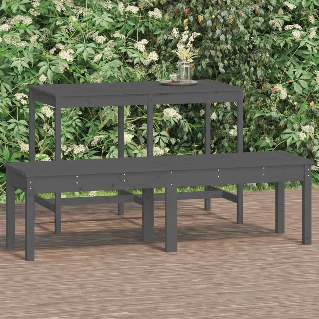 vidaXL Banco de jardim c/ 2 lugares 159,5x44x45 cm pinho maciço cinza