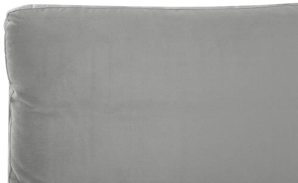 Cama de casal em veludo cinzento 140 x 200 cm MELLE Beliani
