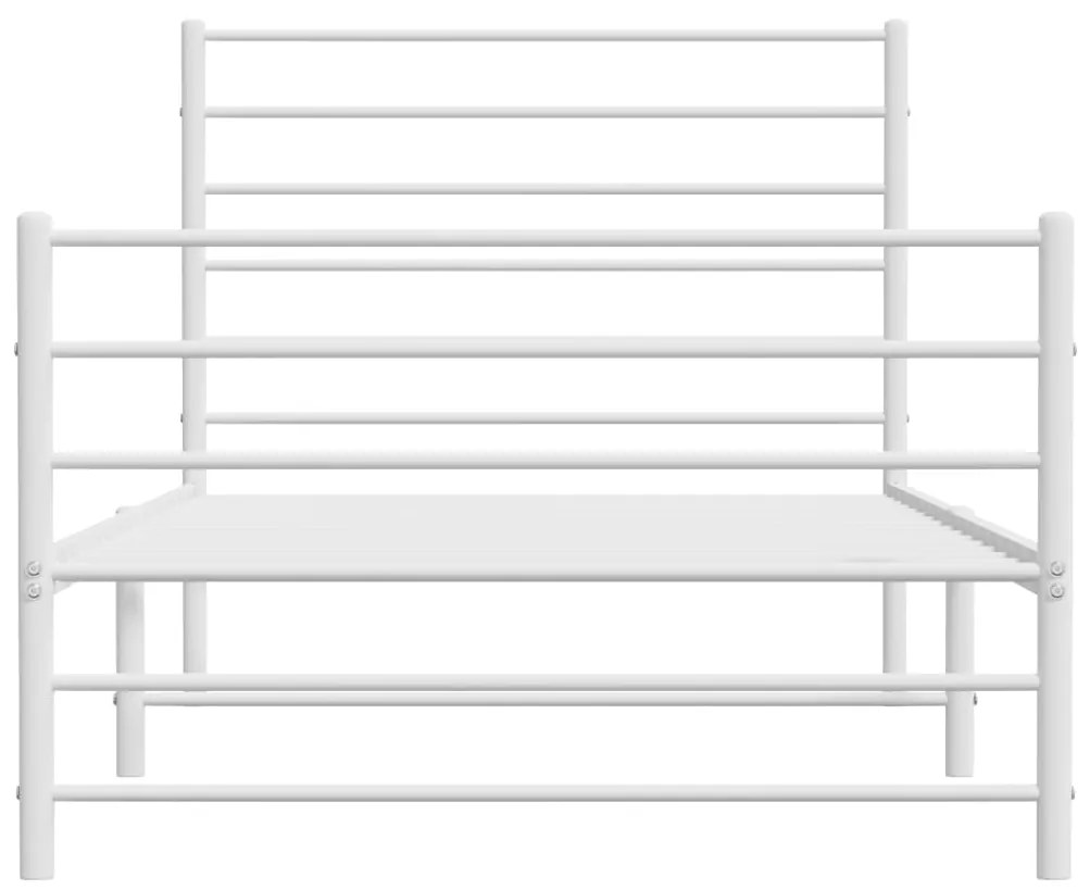 Estrutura de cama com cabeceira e pés 75x190 cm metal branco