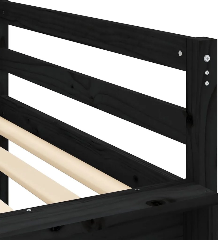 Cama alta criança c/ túnel 90x190 cm pinho maciço branco/preto