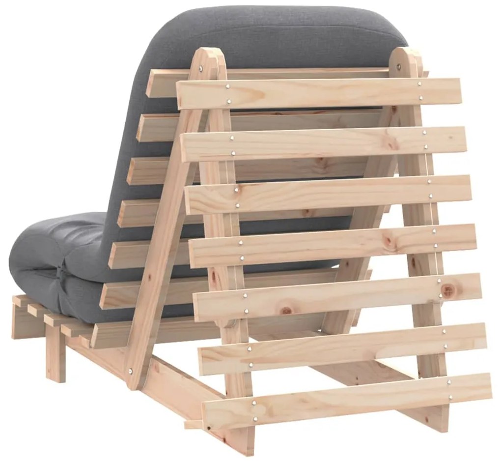Sofá-cama futon com colchão 70x206x11 cm madeira pinho maciça