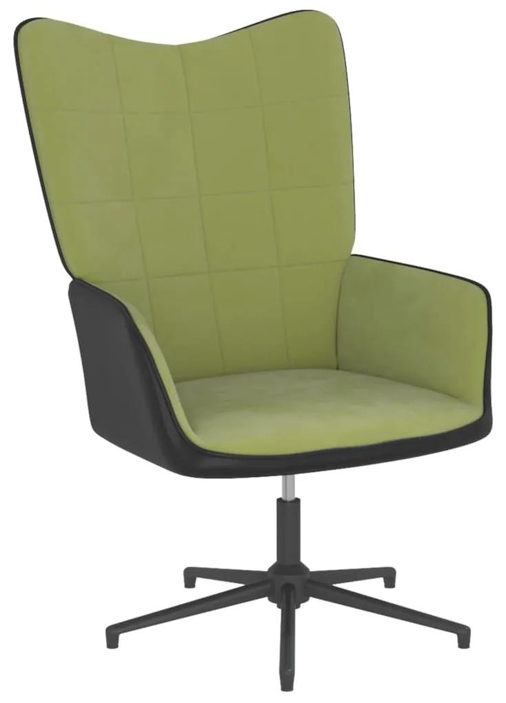 327834 vidaXL Cadeira de descanso PVC e veludo verde-claro