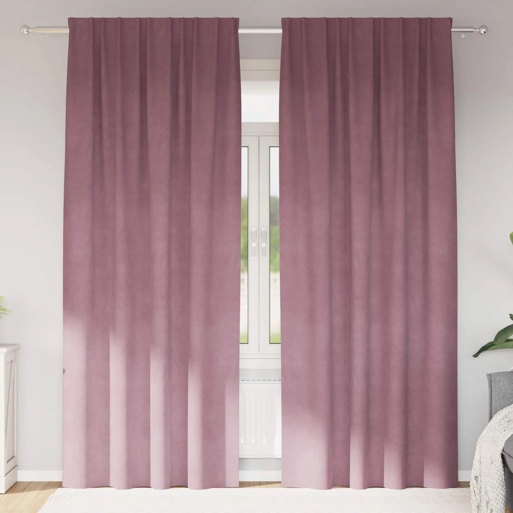 vidaXL Cortinas opacas 2 pcs Rosa Escuro 140 x 225 cm Veludo
