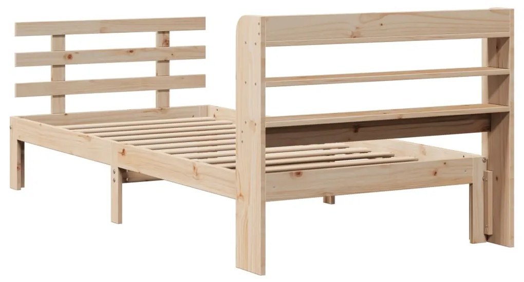 Estrutura de cama com cabeceira 100x200cm pinho maciço