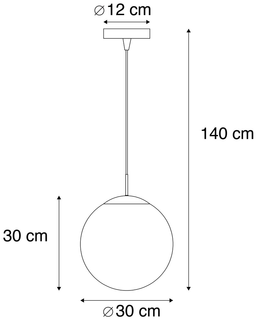 LED Candeeiro suspenso inteligente em latão com vidro fumê 30 cm incl. Wifi ST64 - Bola Moderno,Retro