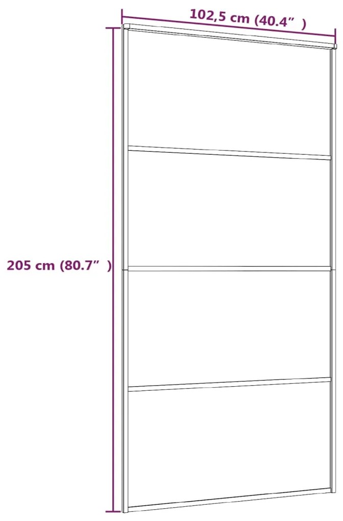 Porta deslizante vidro ESG fosco e alumínio 102,5x205 cm preto