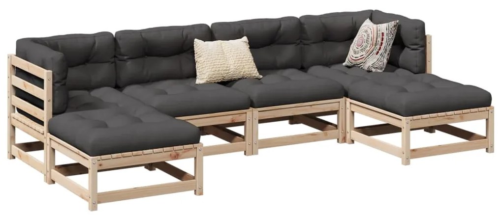 vidaXL 6 pcs conjunto sofás de jardim madeira de pinho maciça