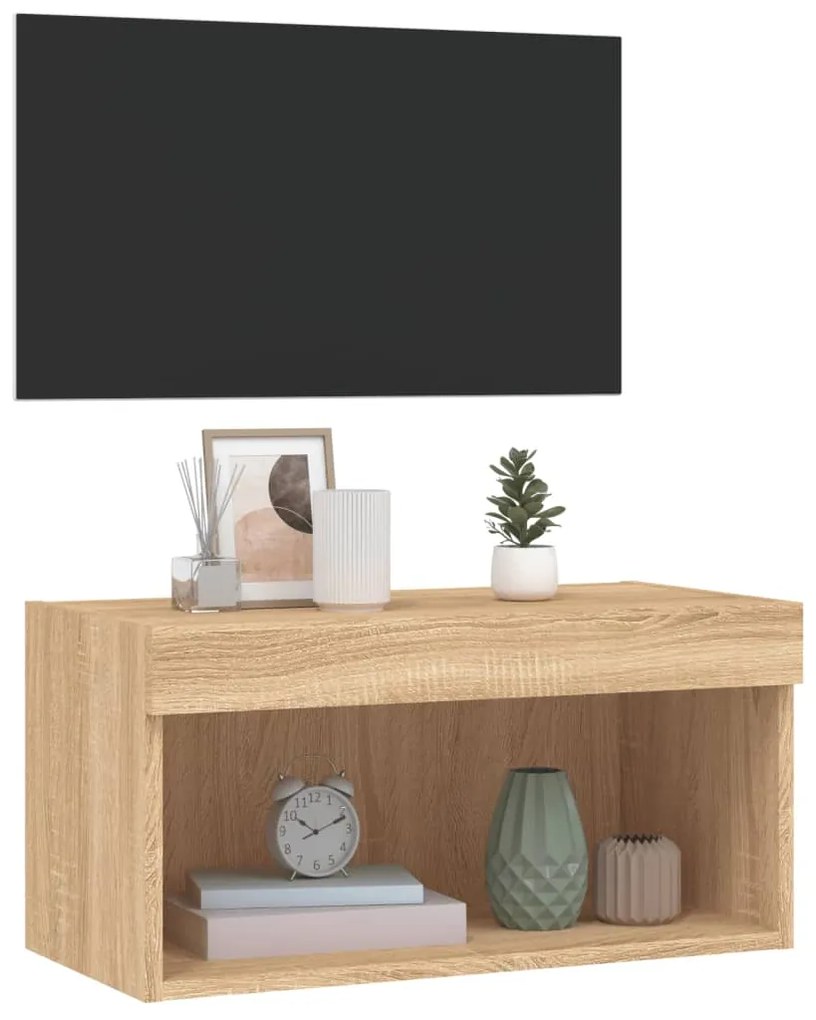 Móvel de TV com luzes LED 60x30x30 cm carvalho sonoma