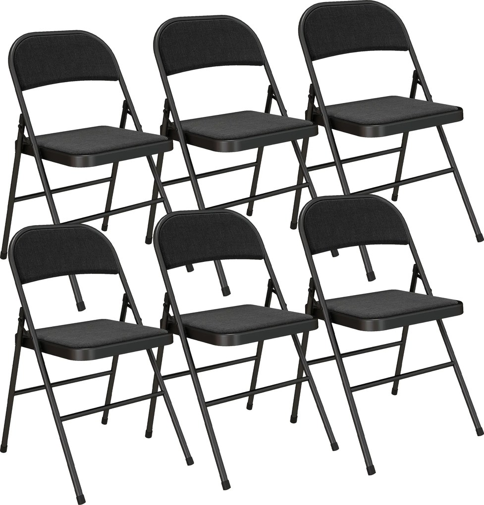 HOMCOM Lote de 6 Cadeiras Dobráveis Cadeiras de Jantar Portáteis Estrutura de Aço 45x46x78 cm Preto | Aosom Portugal