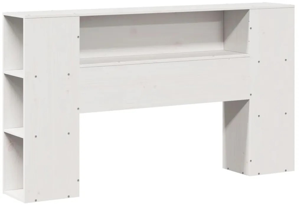 Cabeceira com arrumação 140 cm madeira de pinho maciça branco
