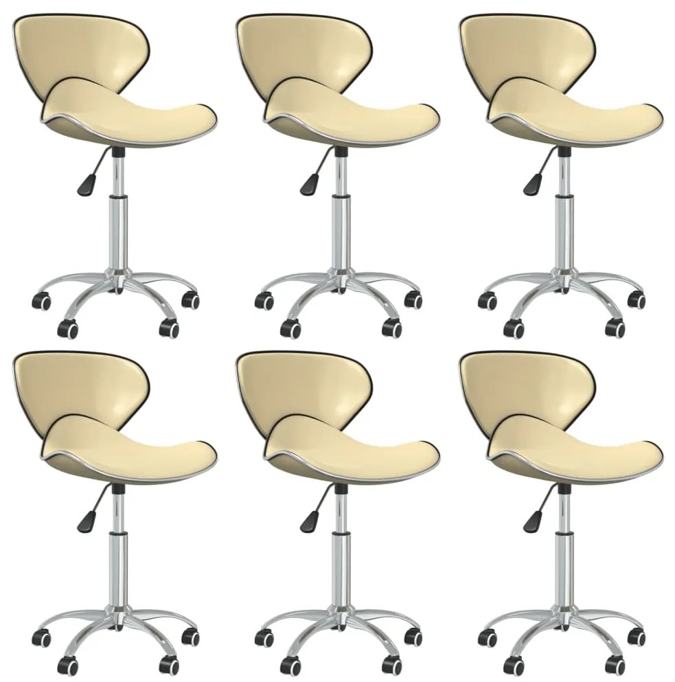vidaXL Cadeiras de jantar giratórias 6 pcs couro artificial cor creme