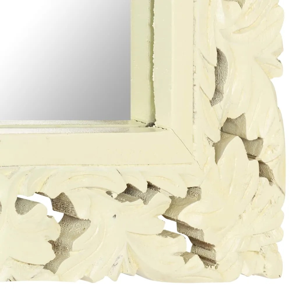 Espelho esculpido à mão 80x50 cm mangueira maciça branco