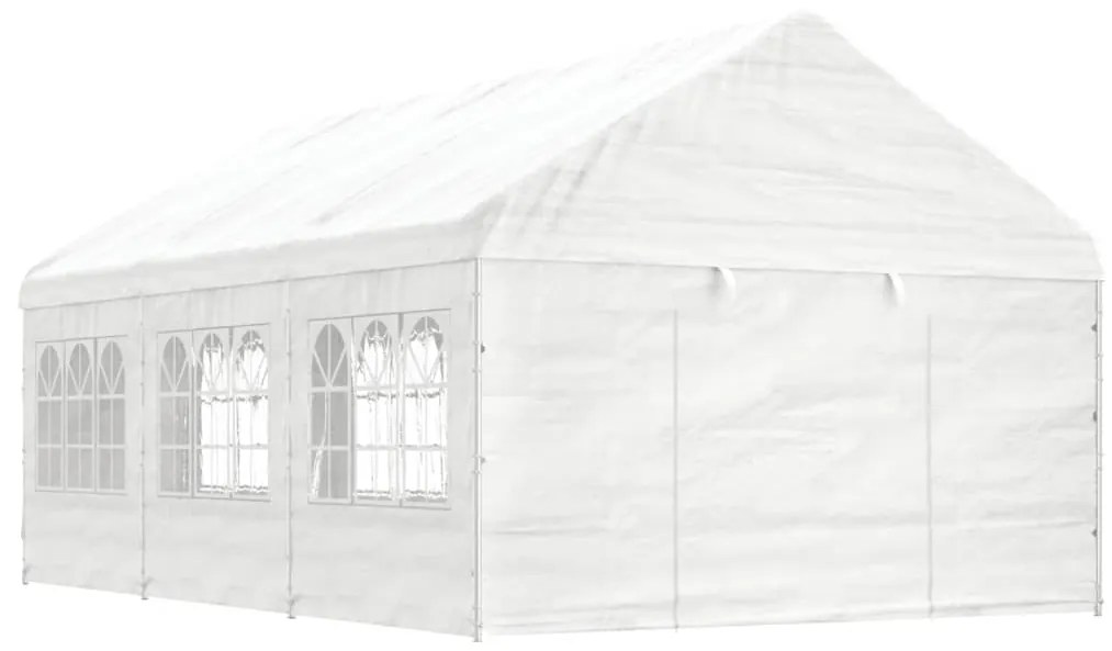 vidaXL Gazebo com telhado 6,69x4,08x3,22 m polietileno branco