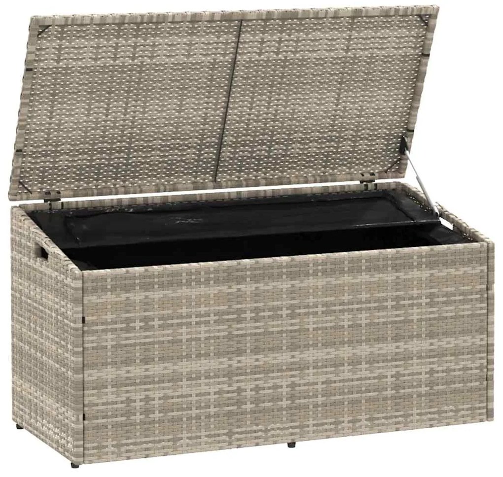 Caixa de arrumação p/ jardim 110x50x58 cm vime PE cinza-claro