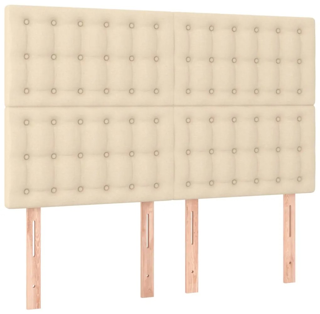 Cama box spring c/ colchão e LED 140x190 cm tecido cor creme