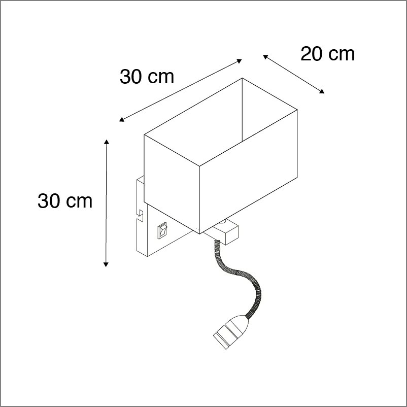 Conjunto de 2 candeeiros de parede em aço com cortina, braço de leitura incluindo LED - Bergamo Moderno