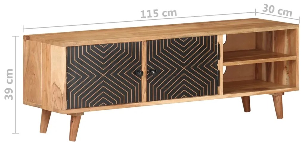 Móvel de TV Freya de 115 cm em Madeira de Acácia - Design Vintage