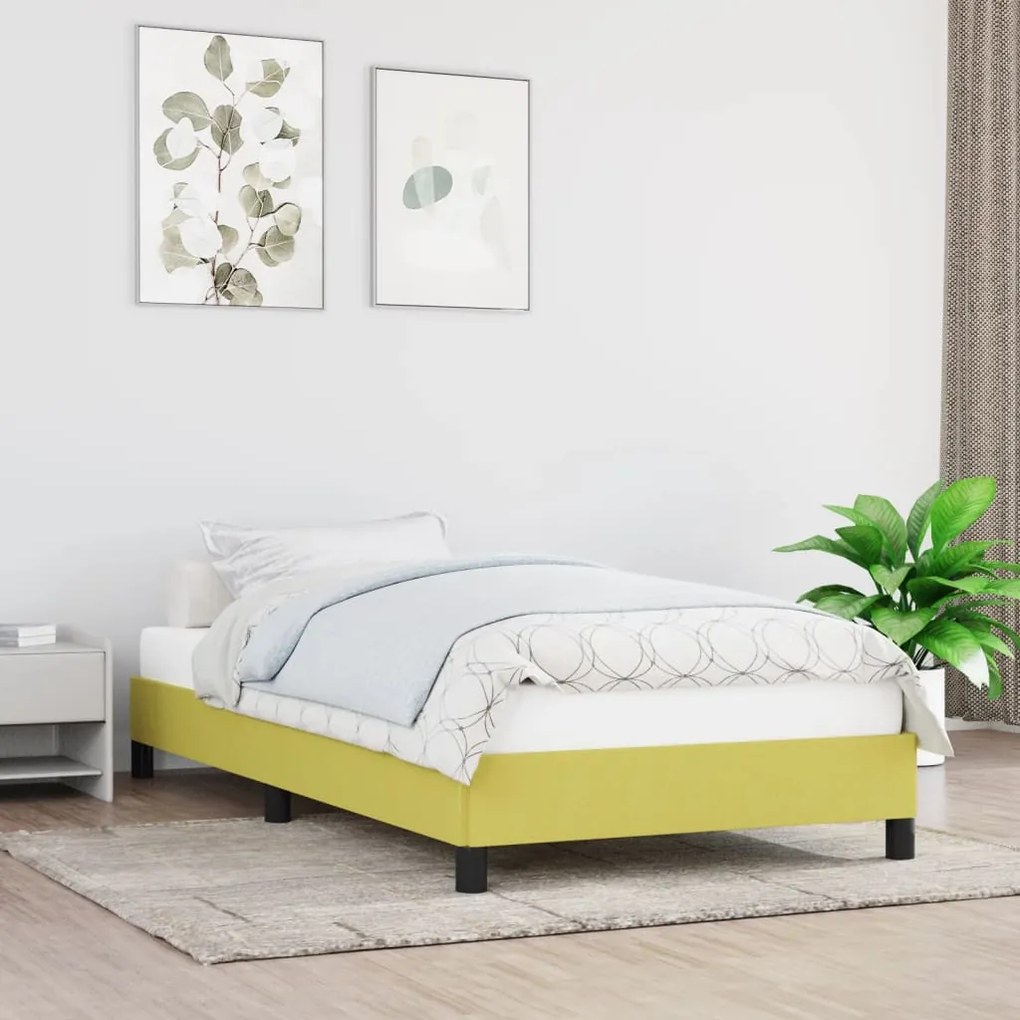vidaXL Estrutura de cama sem colchão 100x200 cm tecido verde