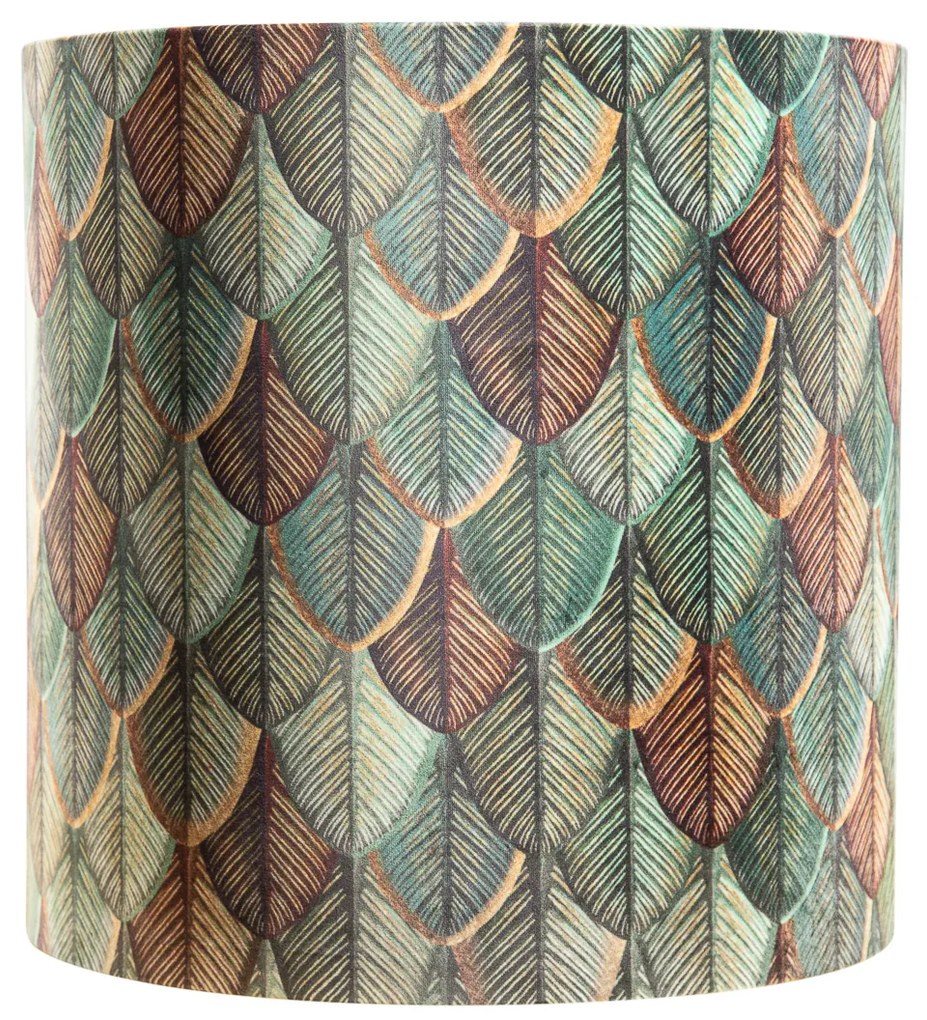 Abajur de Veludo com Design de Folhas e Interior Dourado 40/40/40