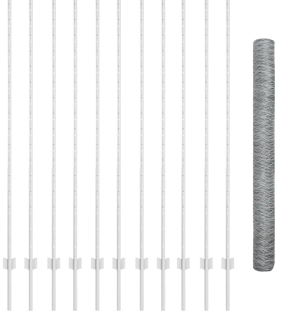 Postes de Cerca vidaXL 22 pcs U-Channel 160 cm Aço Galvanizado