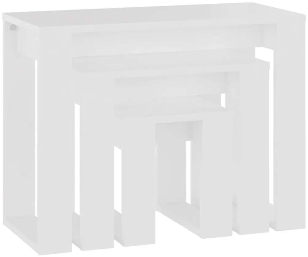Mesas de encastrar 3 pcs madeira processada branco