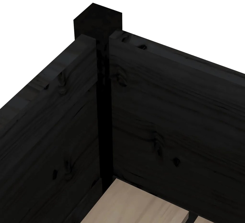 Vasos/floreiras de jardim 2 pcs 31x31x70 cm pinho maciço preto