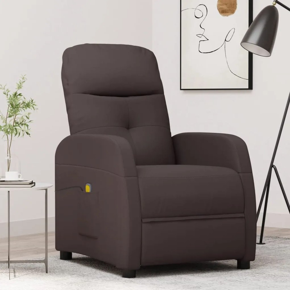 vidaXL Poltrona de massagens tecido castanho-escuro