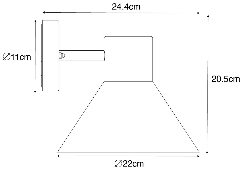 Candeeiro de parede exterior industrial castanho ferrugem cone IP44 - Natas Industrial