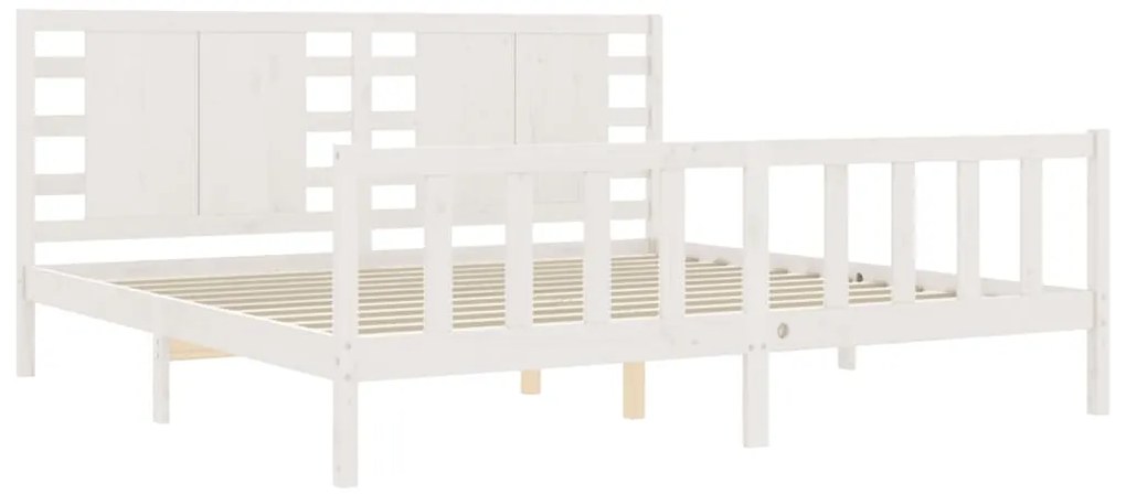 Cama sem colchão 200x200 cm madeira de pinho maciça branco