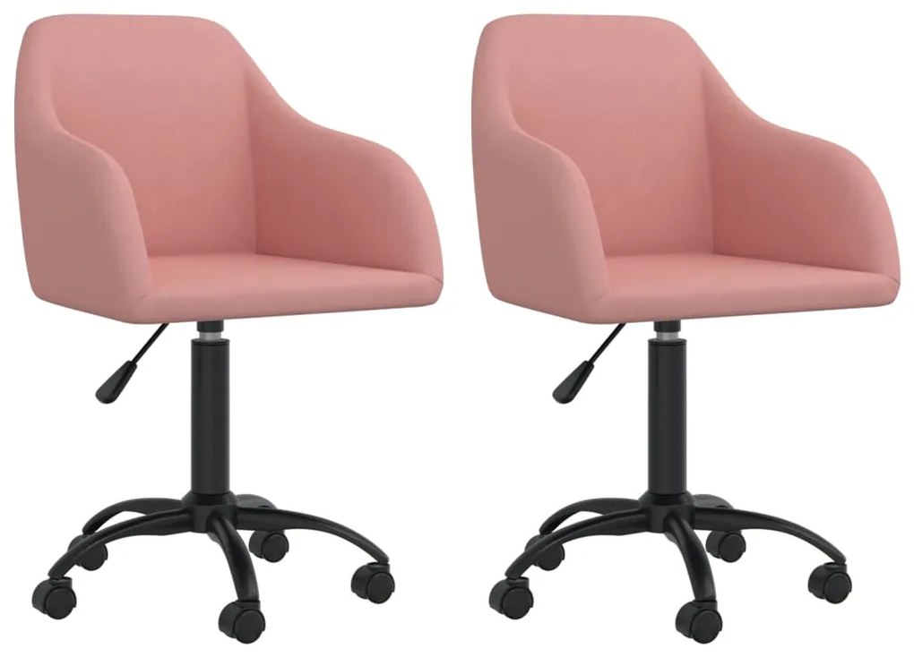 vidaXL Cadeiras de jantar giratórias 2 pcs veludo rosa