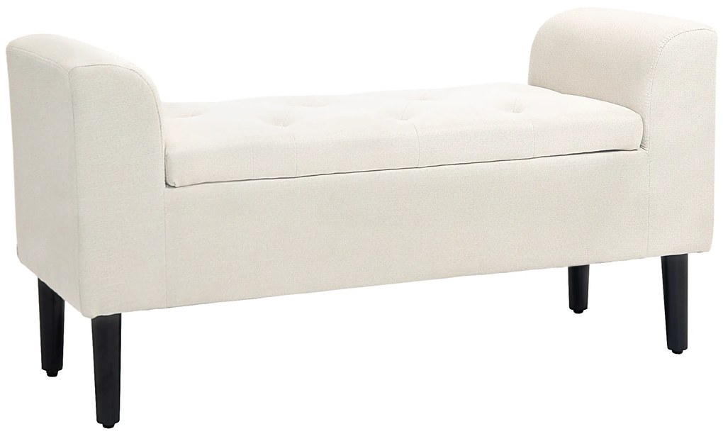 HOMCOM Banco baú de armazenamento capitonê com braços para o quarto, entrada, sala, bege | Aosom Portugal