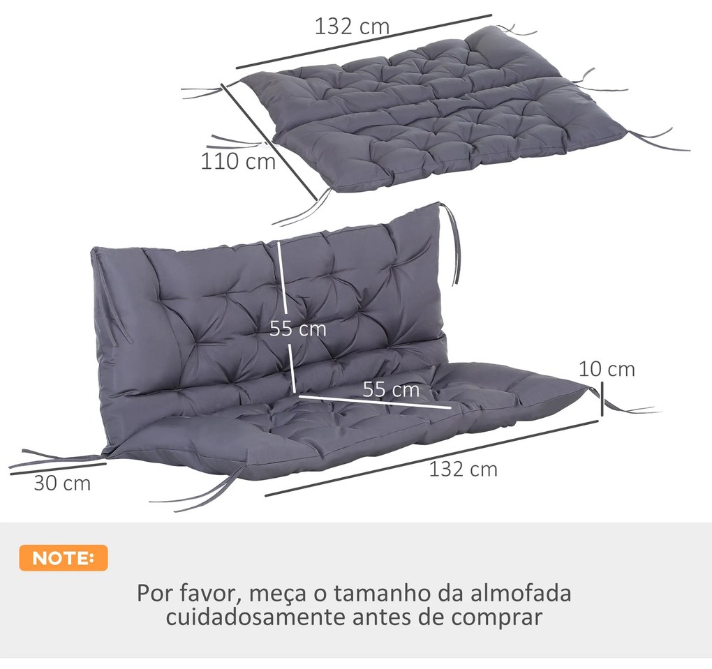 Outsunny Almofada para Banco com Encosto 120x110x12cm Almofada de Banc