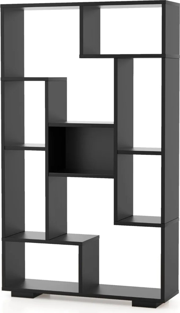 Estante geométrica aberta moderna 70 x 20 x 120 cm para sala de estar e quarto, escritório Preta