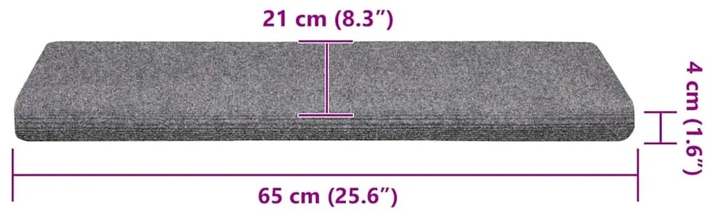 Tapetes de escada autoadesivos 30 pcs 65x21x4cm cinzento-claro