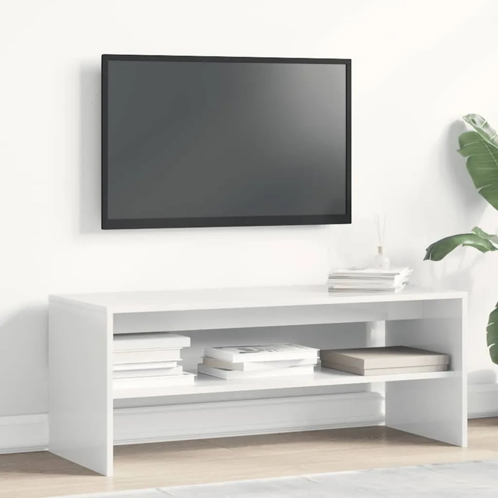 Móvel para TV 100x40x40cm derivados de madeira branco brilhante