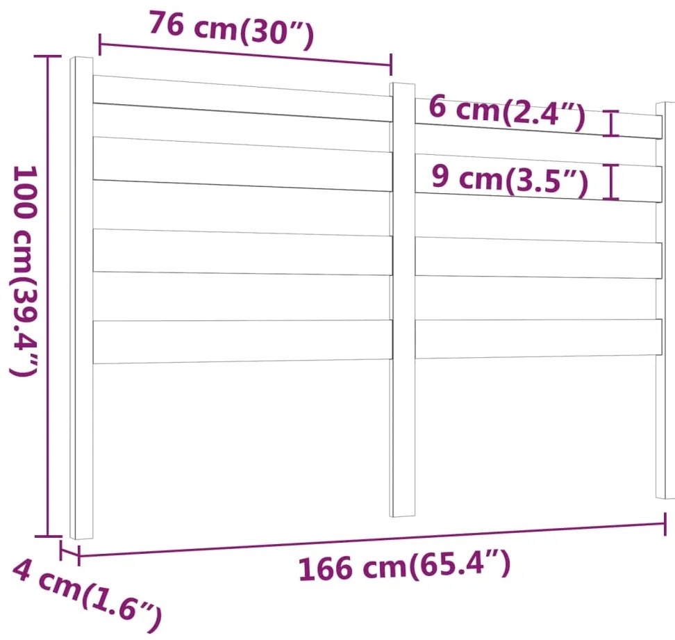 Cabeceira de cama 166x4x100 cm pinho maciço