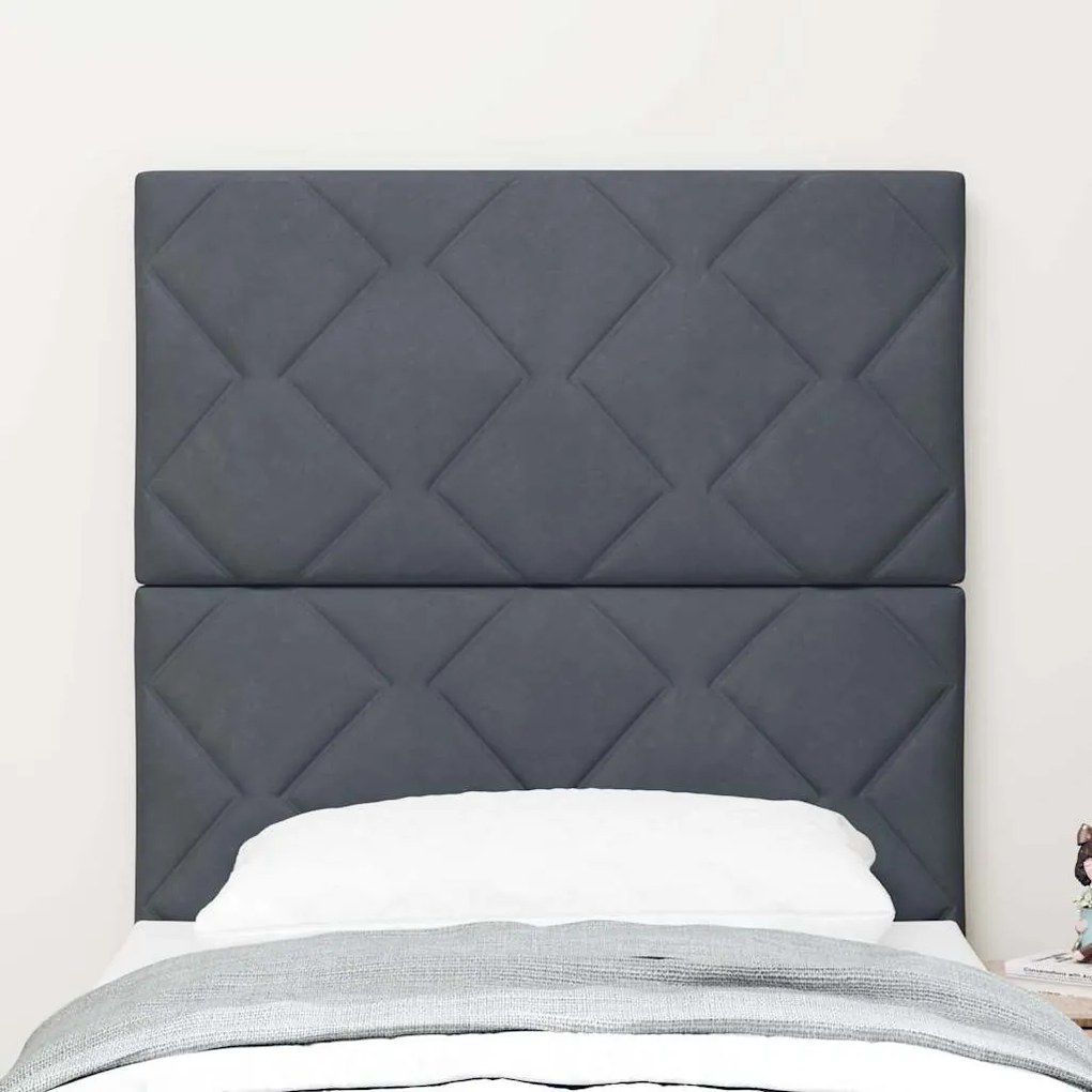 Cabeceira LED Blocos de Diamante Cinza Escuro 80 cm em Veludo