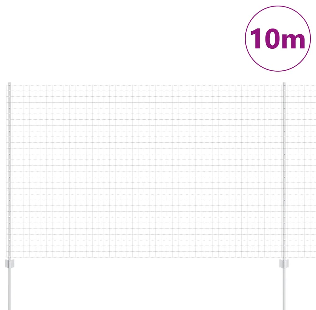 Cerca Euro com 10 Postes U Prata 1,5x10 m Aço