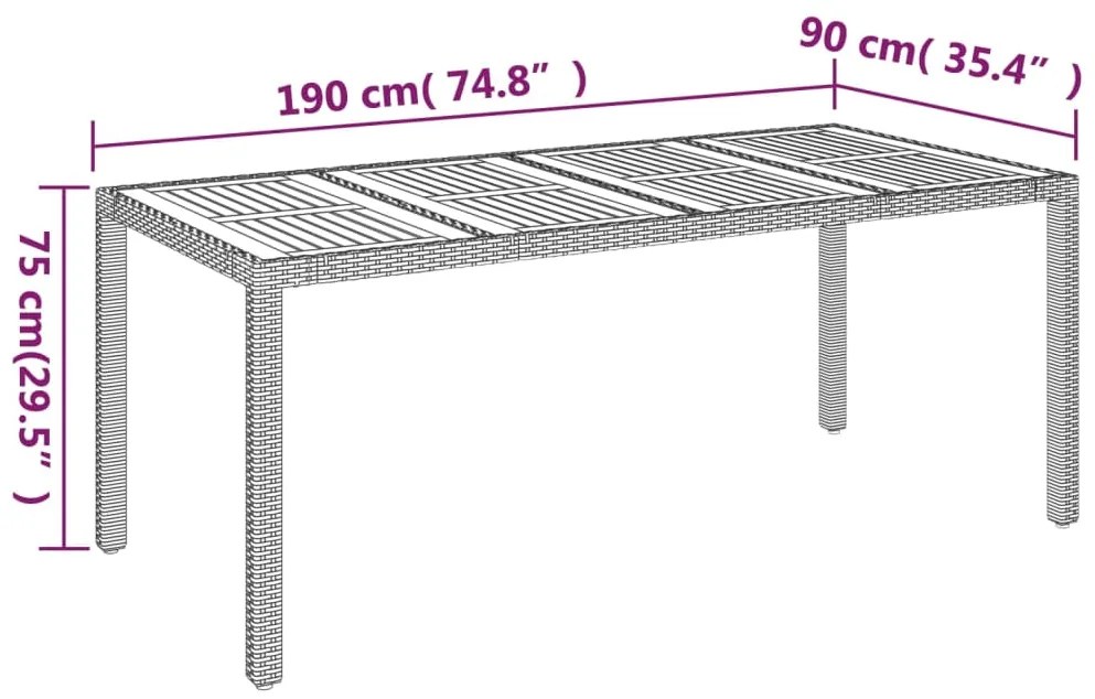 7 pcs conjunto de jantar p/ jardim c/ almofadões vime PE cinza