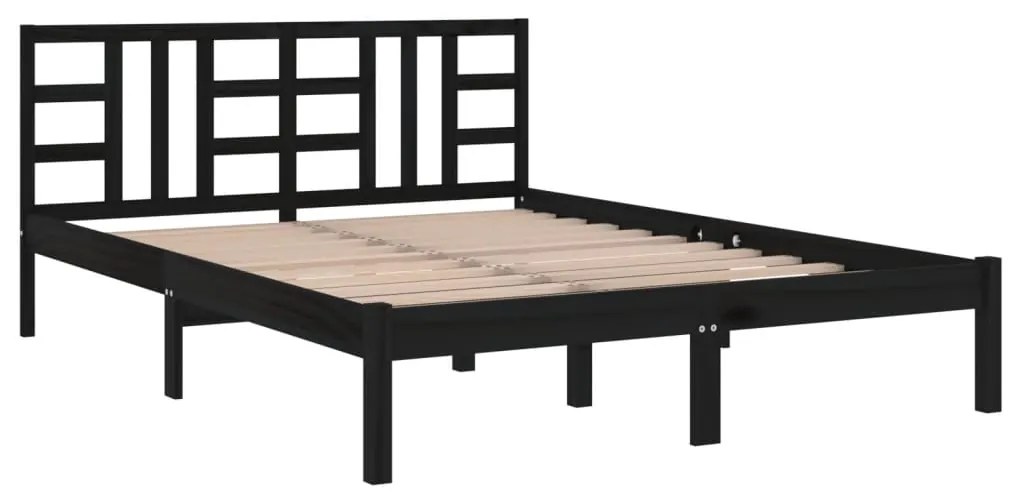 Estrutura cama dupla pequena 120x190 cm madeira maciça preto