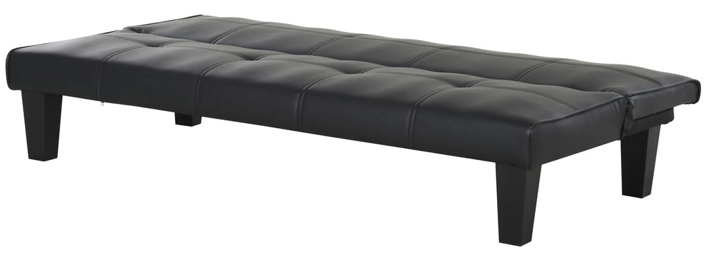 Sofá - cama 3 lugares com pernas levantadas Acolchoado 165x75,5x70cm Preto