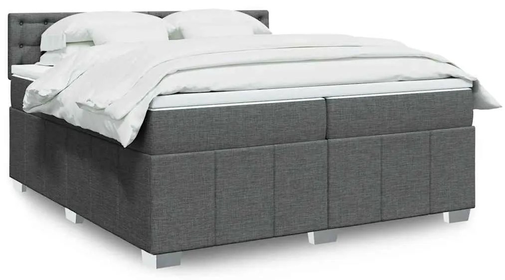 Cama com molas/colchão 200x200 cm tecido cinzento-escuro