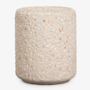 Mesa Auxiliar Para Jardim Redonda Ø35 Cm Em Cimento Elyndra Terrazzo Bege - Sklum