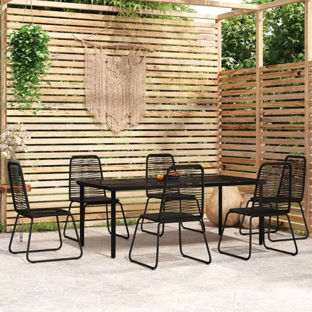 vidaXL 7 pcs conjunto de jantar para jardim preto
