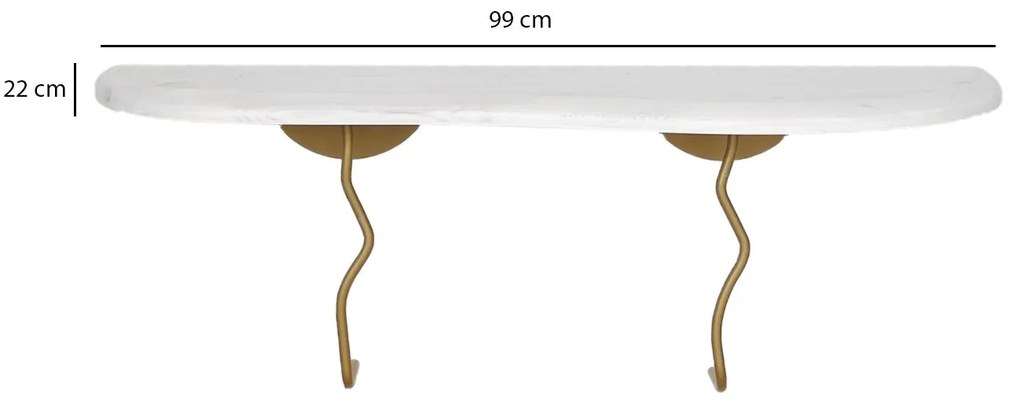 Prateleira de Parede Edera – Dourado e Branco – 99 cm x 22 cm