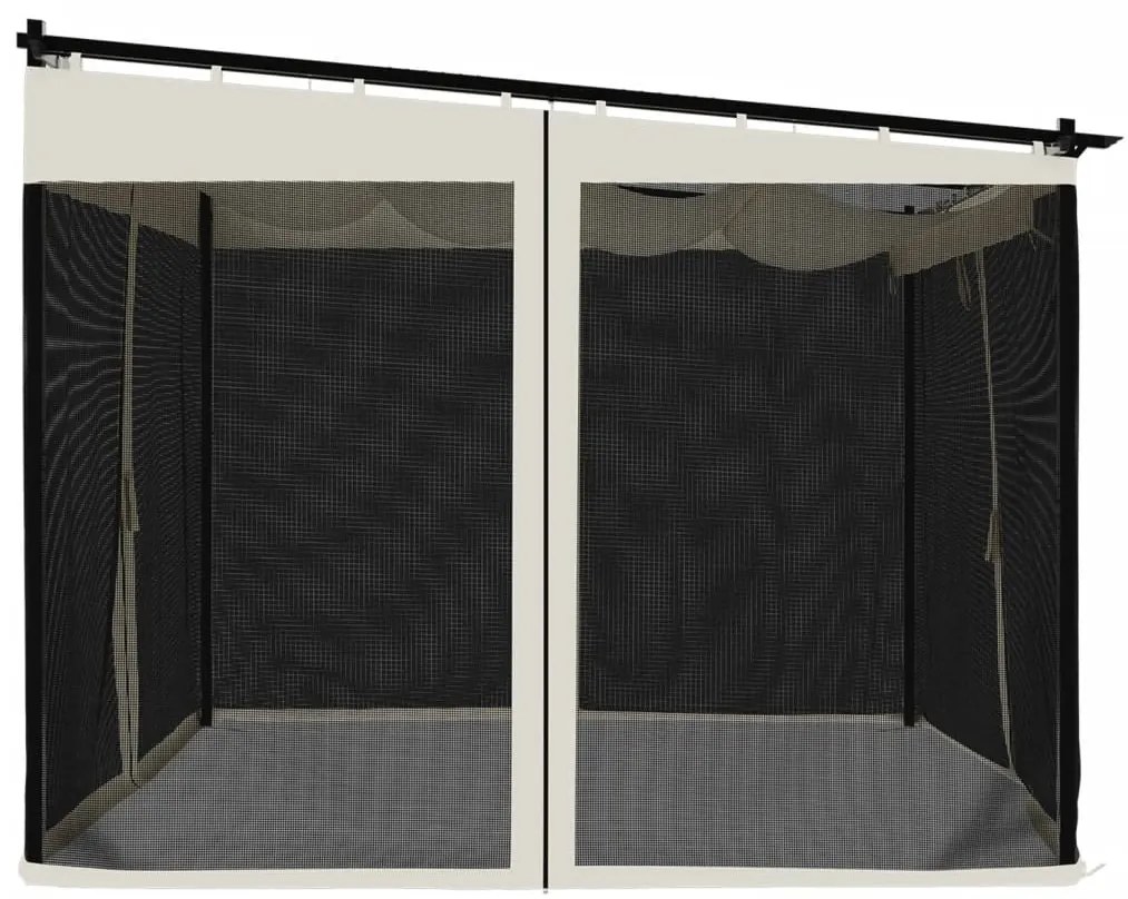 Gazebo com paredes de malha 3x3 m aço creme
