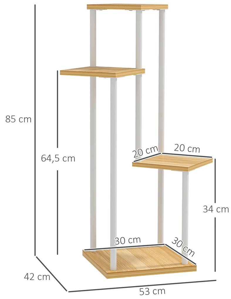 Suporte para Plantas de 4 Níveis Suporte para Vasos de Flores de Madei