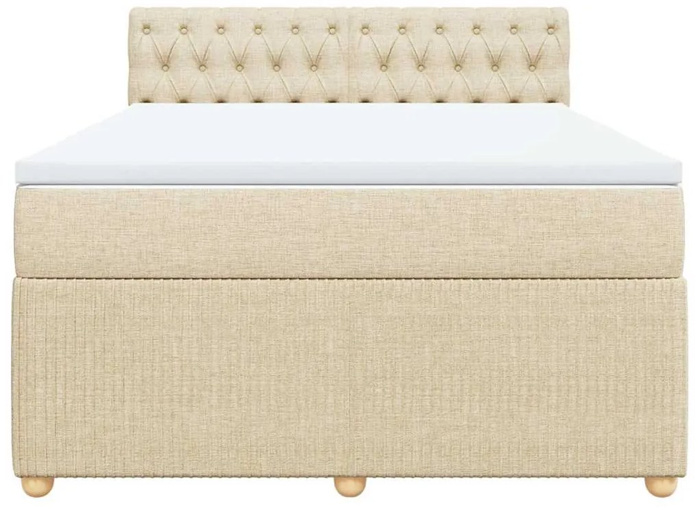 Cama com molas/colchão 160x200 cm tecido cor creme